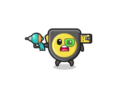 cute tape measure holding a future gun , cute design