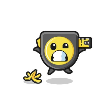 tape measure cartoon is slip on a banana peel , cute design