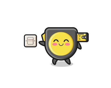 cartoon tape measure is turning off light , cute design