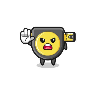 tape measure character doing stop gesture , cute design