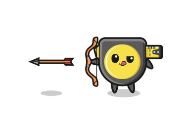 illustration of tape measure character doing archery , cute design