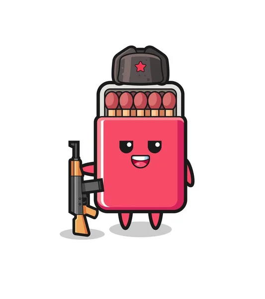 Cute Matches Box Cartoon Russian Army Cute Design — Stockvector