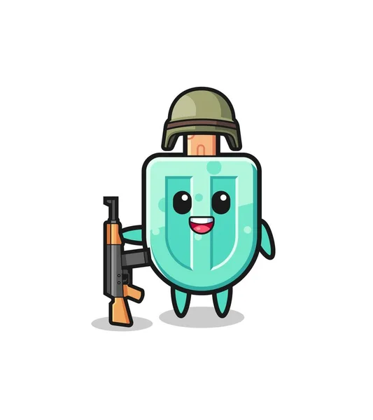 Cute Popsicles Mascot Soldier Cute Design — Stock Vector