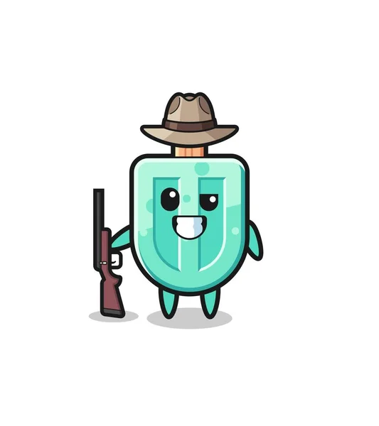 Popsicles Hunter Mascot Holding Gun Cute Design — Vettoriale Stock