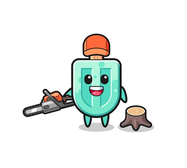 Popsicles Lumberjack Character Holding Chainsaw Cute Design — Image vectorielle