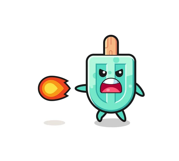 Cute Popsicles Mascot Shooting Fire Power Cute Design — Stockvector
