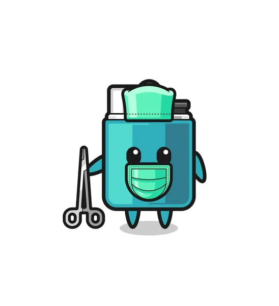 Surgeon Lighter Mascot Character Cute Design — Vetor de Stock