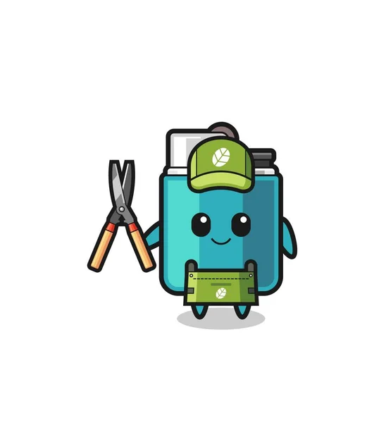 Cute Lighter Gardener Mascot Cute Design —  Vetores de Stock