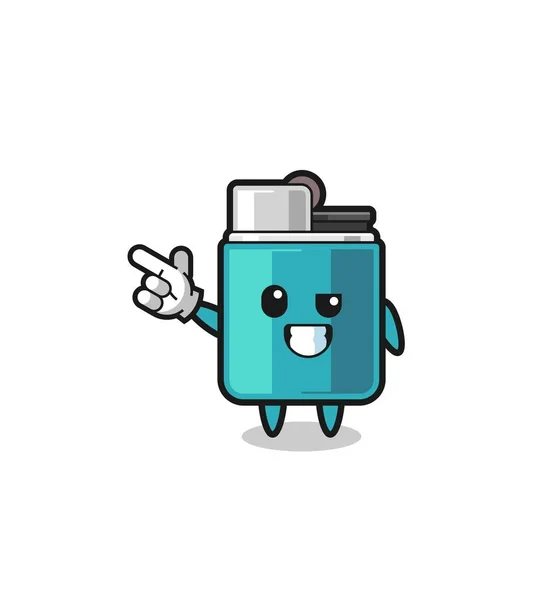 Lighter Mascot Pointing Top Left Cute Design — Stock vektor