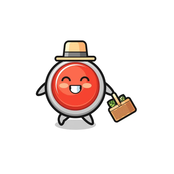 Emergency Panic Button Herbalist Character Searching Herbal Cute Design — Stock vektor