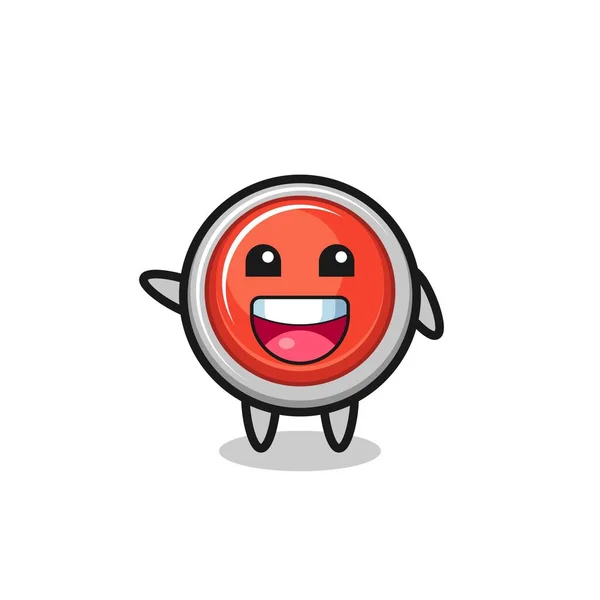 Happy Emergency Panic Button Cute Mascot Character Cute Design — Image vectorielle
