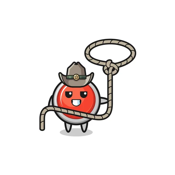 Emergency Panic Button Cowboy Lasso Rope Cute Design — Stock vektor