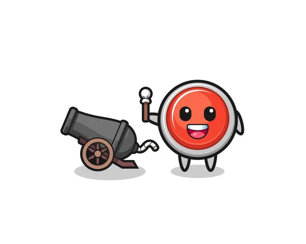 Cute Emergency Panic Button Shoot Using Cannon Cute Design — Vettoriale Stock