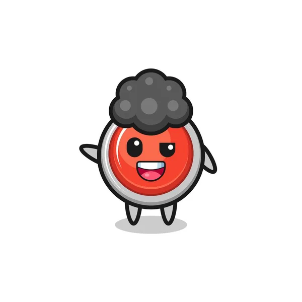Emergency Panic Button Character Afro Boy Cute Design — Image vectorielle