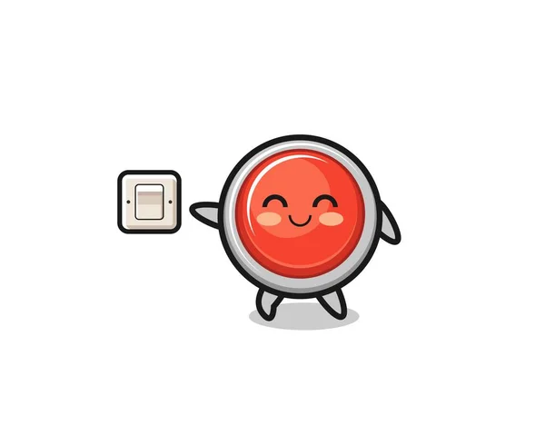 Cartoon Emergency Panic Button Turning Light Cute Design — Stockvektor