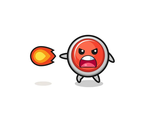 Cute Emergency Panic Button Mascot Shooting Fire Power Cute Design — Stockvector