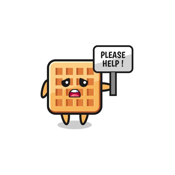 Cute Waffle Hold Please Help Banner Cute Design — Stockvektor