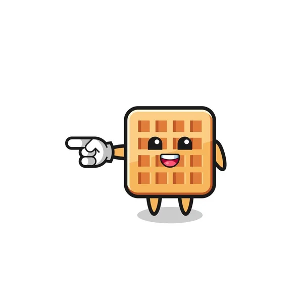 Waffle Cartoon Pointing Left Gesture Cute Design — Wektor stockowy