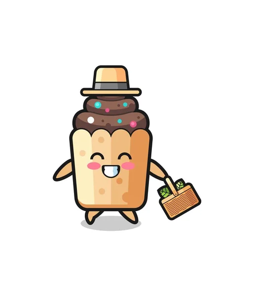 Cupcake Herbalist Character Searching Herbal Cute Design —  Vetores de Stock