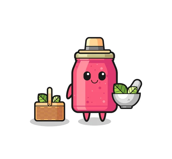 Strawberry Jam Herbalist Cute Cartoon Cute Design — Archivo Imágenes Vectoriales
