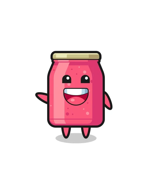 Happy Strawberry Jam Cute Mascot Character Cute Design — Archivo Imágenes Vectoriales