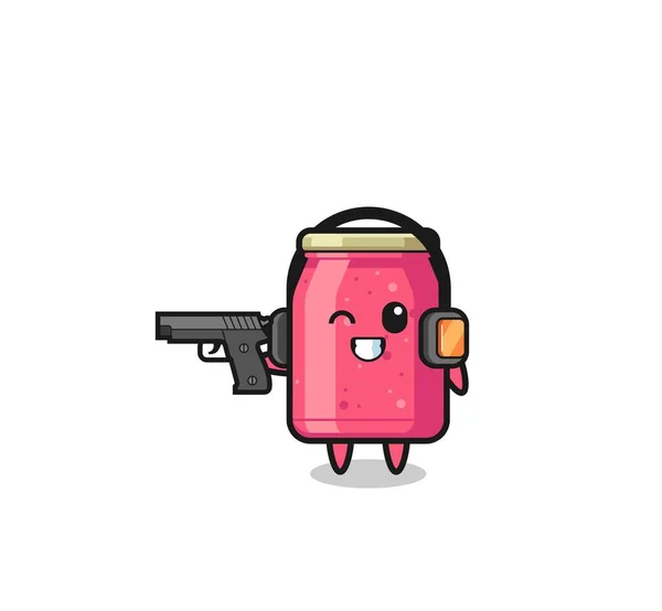 Illustration Strawberry Jam Cartoon Doing Shooting Range Cute Design — ストックベクタ