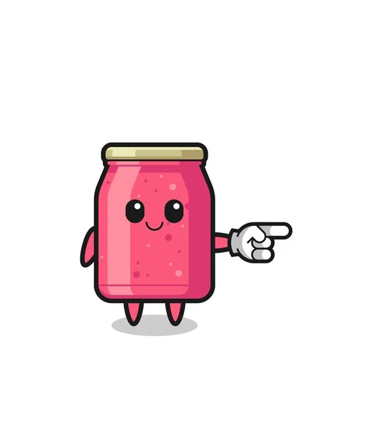 Strawberry Jam Mascot Pointing Right Gesture Cute Design — Wektor stockowy
