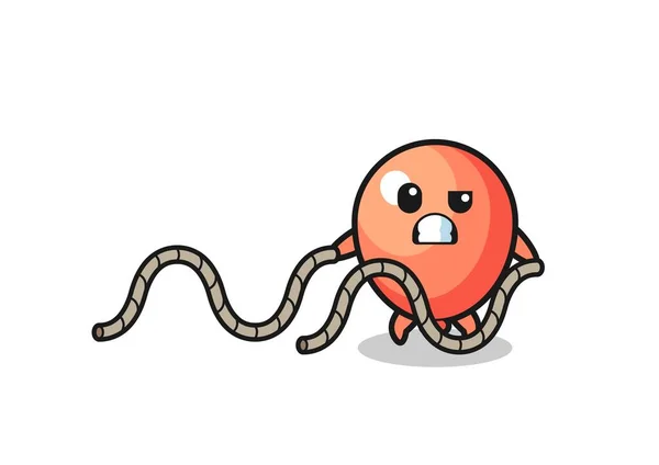 Illustration Balloon Doing Battle Rope Workout Cute Design — 图库矢量图片