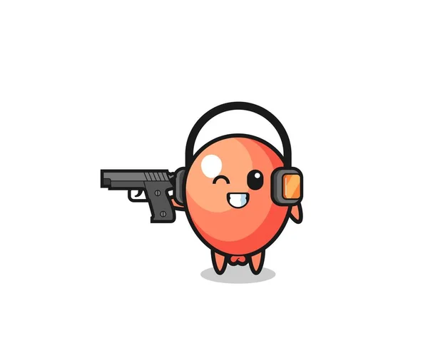 Illustration Balloon Cartoon Doing Shooting Range Cute Design — Stockový vektor