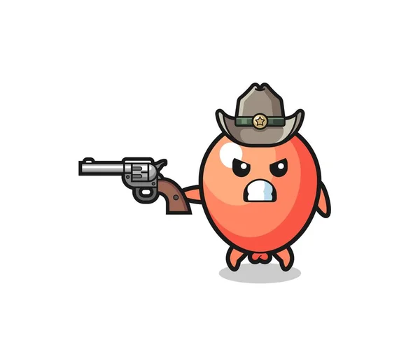 Balloon Cowboy Shooting Gun Cute Design — Stok Vektör