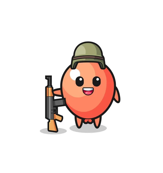 Cute Balloon Mascot Soldier Cute Design — Stock Vector