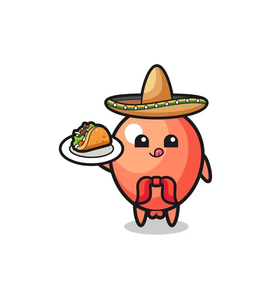 Balloon Mexican Chef Mascot Holding Taco Cute Design — Stock vektor