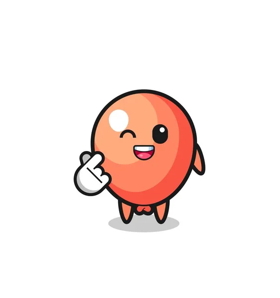 Balloon Character Doing Korean Finger Heart Cute Design — Stockový vektor