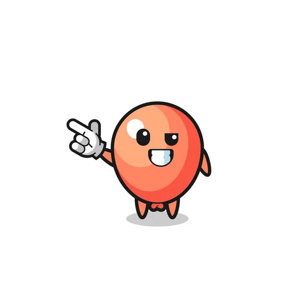 Balloon Mascot Pointing Top Left Cute Design — Stockvector