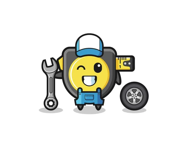 Tape Measure Character Mechanic Mascot Cute Design —  Vetores de Stock