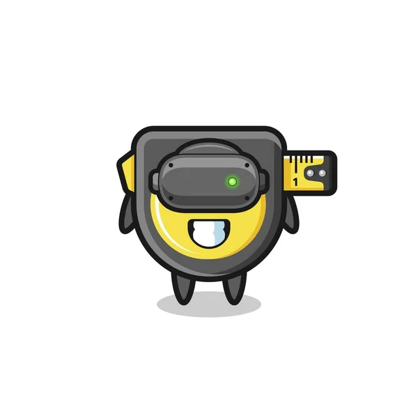 Cute Tape Measure Using Headset Cute Design —  Vetores de Stock