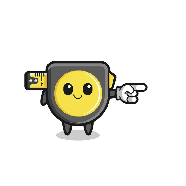 Tape Measure Mascot Pointing Right Gesture Cute Design — Stok Vektör