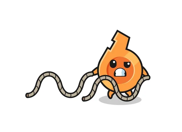 Illustration Whistle Doing Battle Rope Workout Cute Design — Wektor stockowy