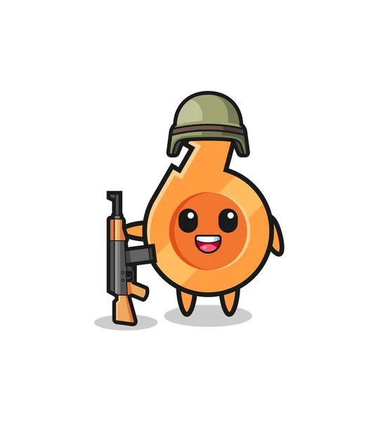 Cute Whistle Mascot Soldier Cute Design — Stock Vector