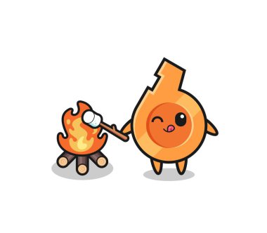 whistle character is burning marshmallow , cute design