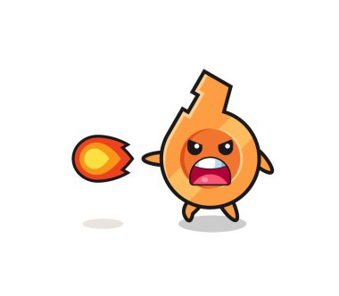 cute whistle mascot is shooting fire power , cute design