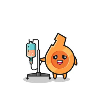 cute whistle character standing with infusion pole , cute design