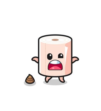 tissue roll earth surprised to meet poop , cute design