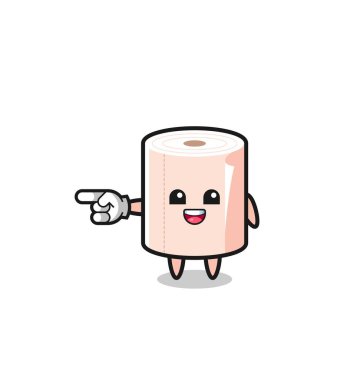 tissue roll cartoon with pointing left gesture , cute design