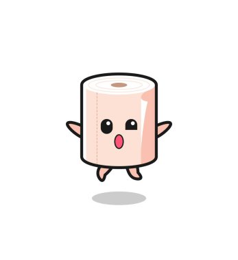 tissue roll character is jumping gesture , cute design