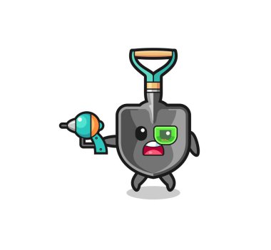 cute shovel holding a future gun , cute design