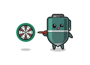 cute ballpoint pen is playing dart , cute design