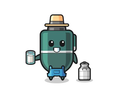 ballpoint pen cartoon as the dairy farmer , cute design