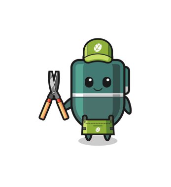 cute ballpoint pen as gardener mascot , cute design