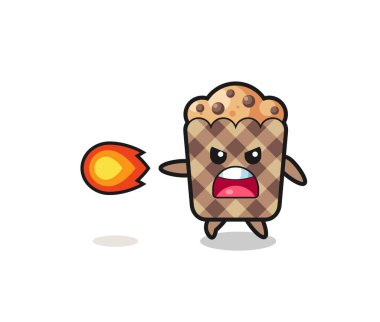 cute muffin mascot is shooting fire power , cute design